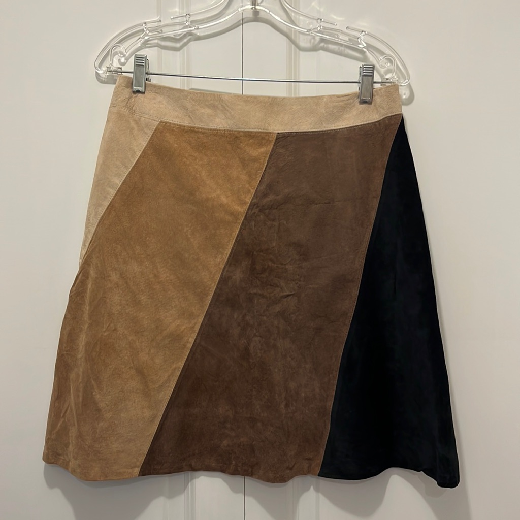 Vintage-Look Suede Skirt In 4-Colors
